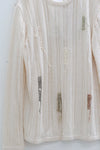 SWAYING 25 Autumn and Winter Fringed Crochet Tencel Blended Long Sleeve Pullover SW-SW25AW1T09C1S2-BAI White